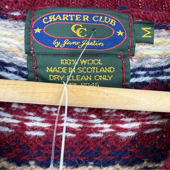 NEW 100% Wool Made in Scotland Charter Club V-neck Sweater Vest Sz M - Picture 5 of 5